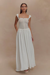 Tahlia Pointelle Knit Midi Dress - White