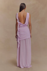 Daria Draped Chiffon Maxi Dress - Light Lilac