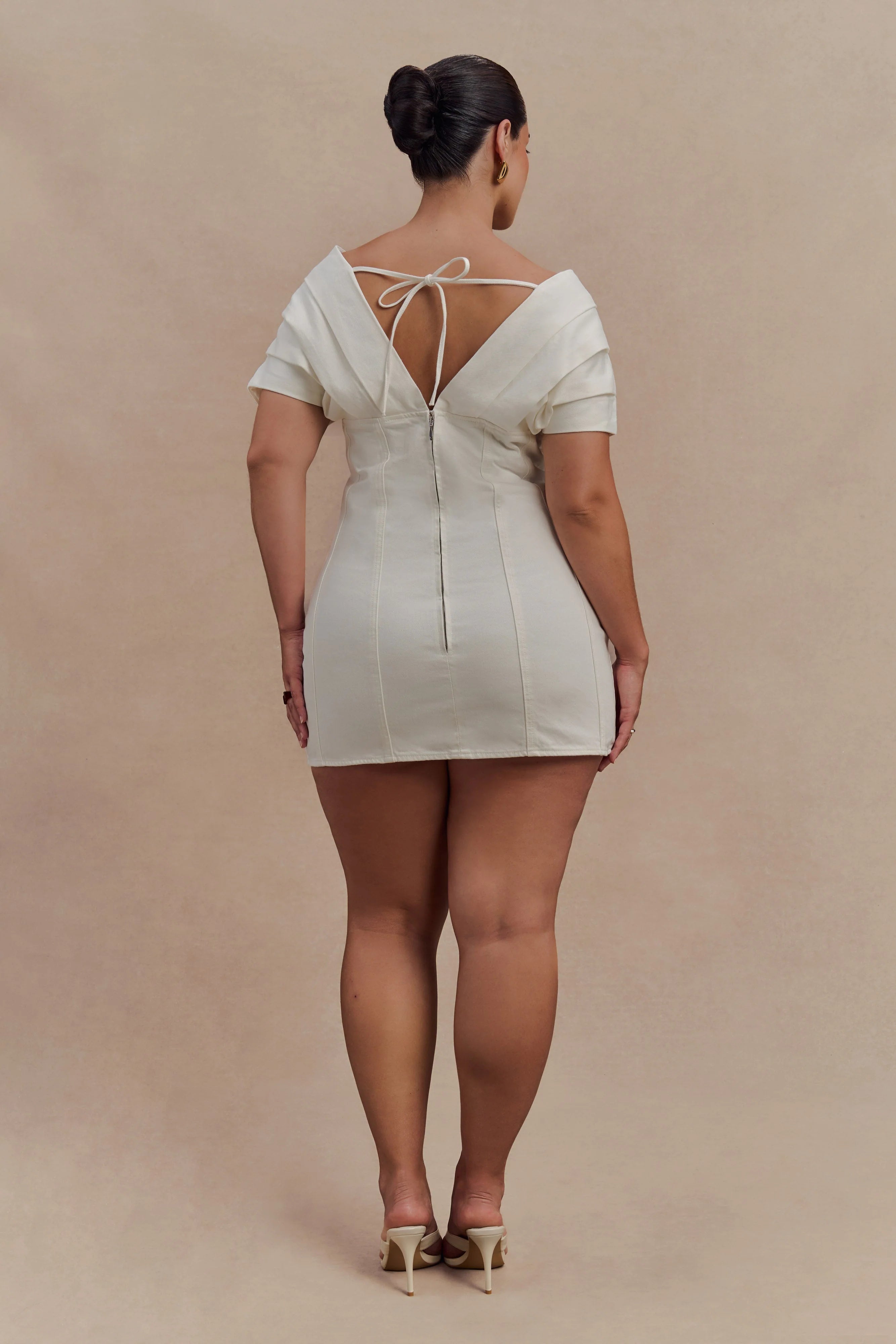 Pascale Off Shoulder Denim Mini Dress - White