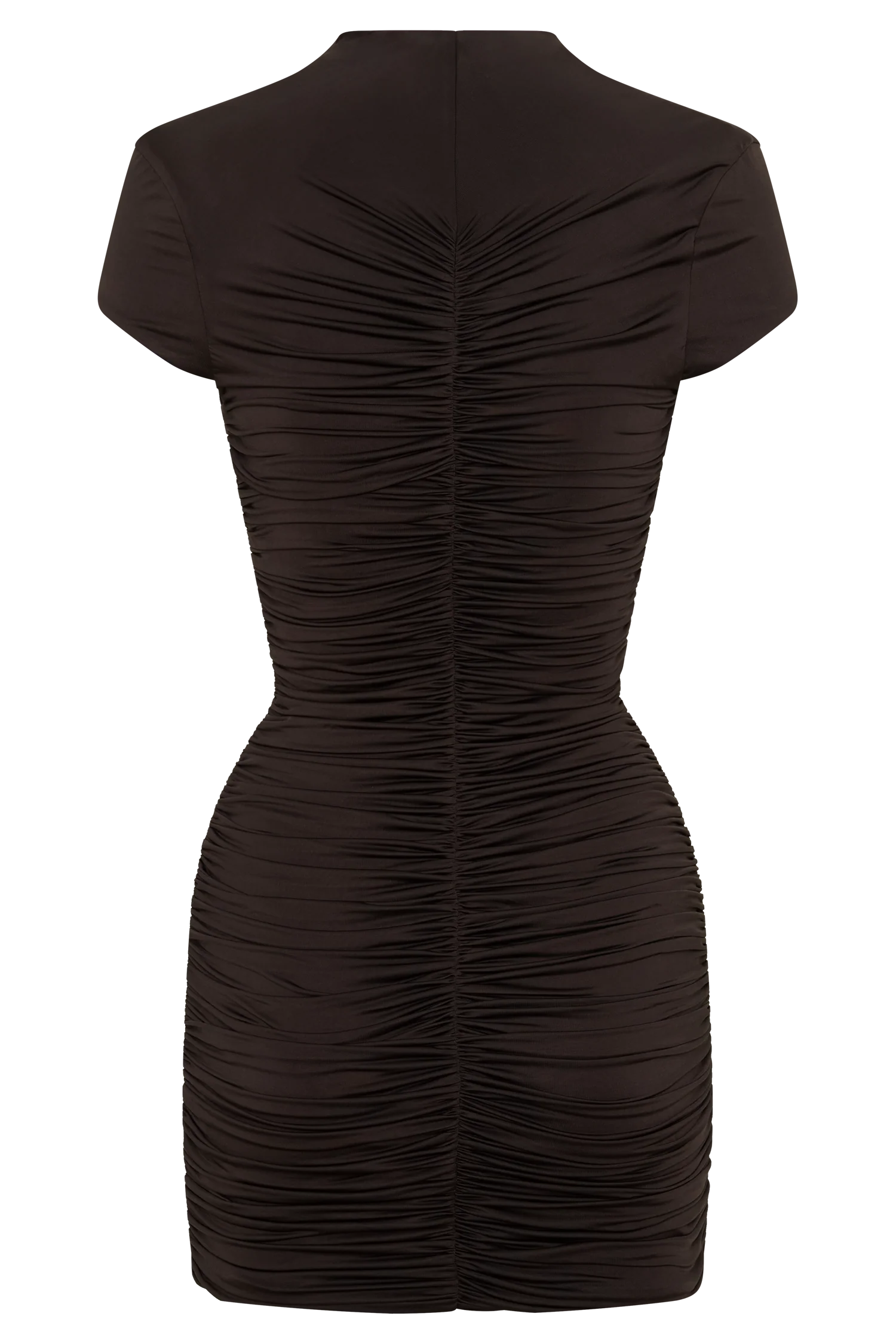 Alphine Gathered Short Sleeve Mini Dress - Chocolate