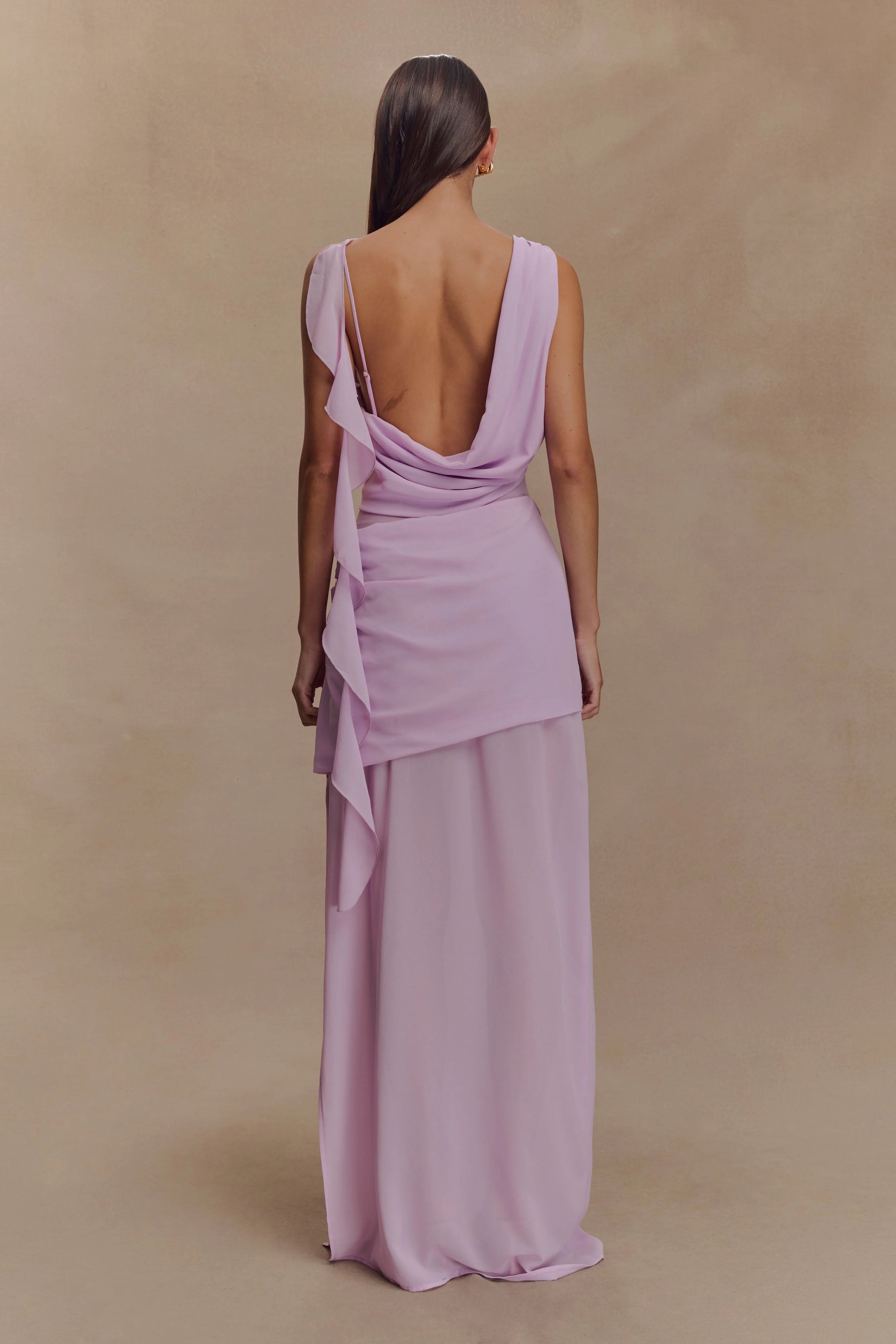Daria Draped Chiffon Maxi Dress - Light Lilac