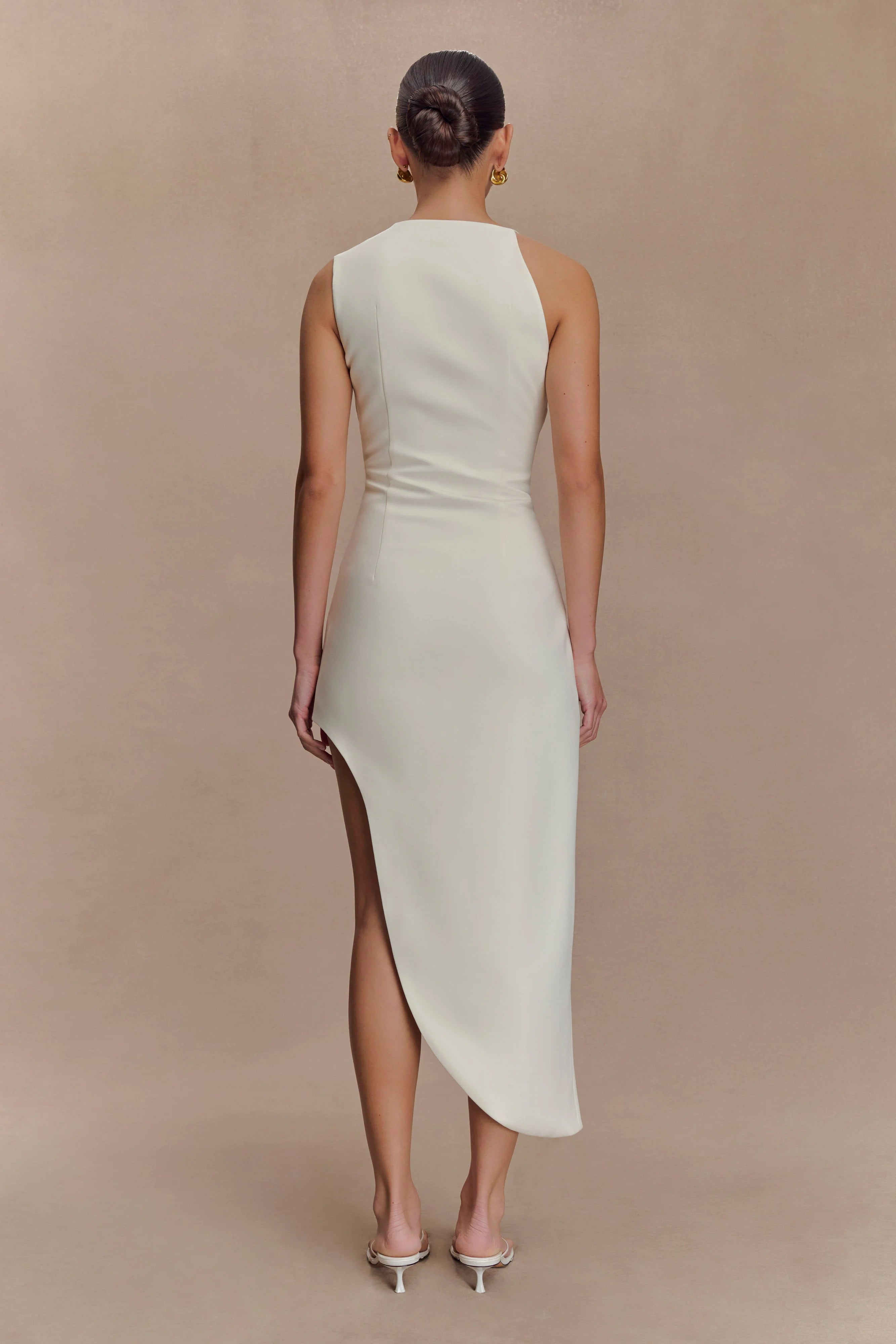 Virginia Suiting Embroidered Midi Dress - White
