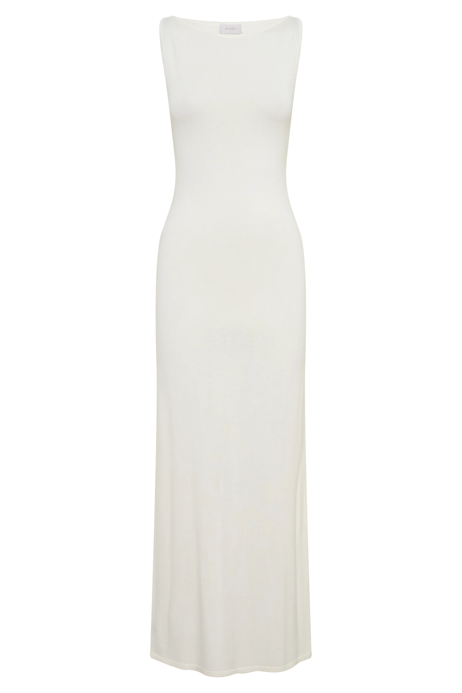 Boston Boat Neck Sleeveless Midi Dress - Ivory
