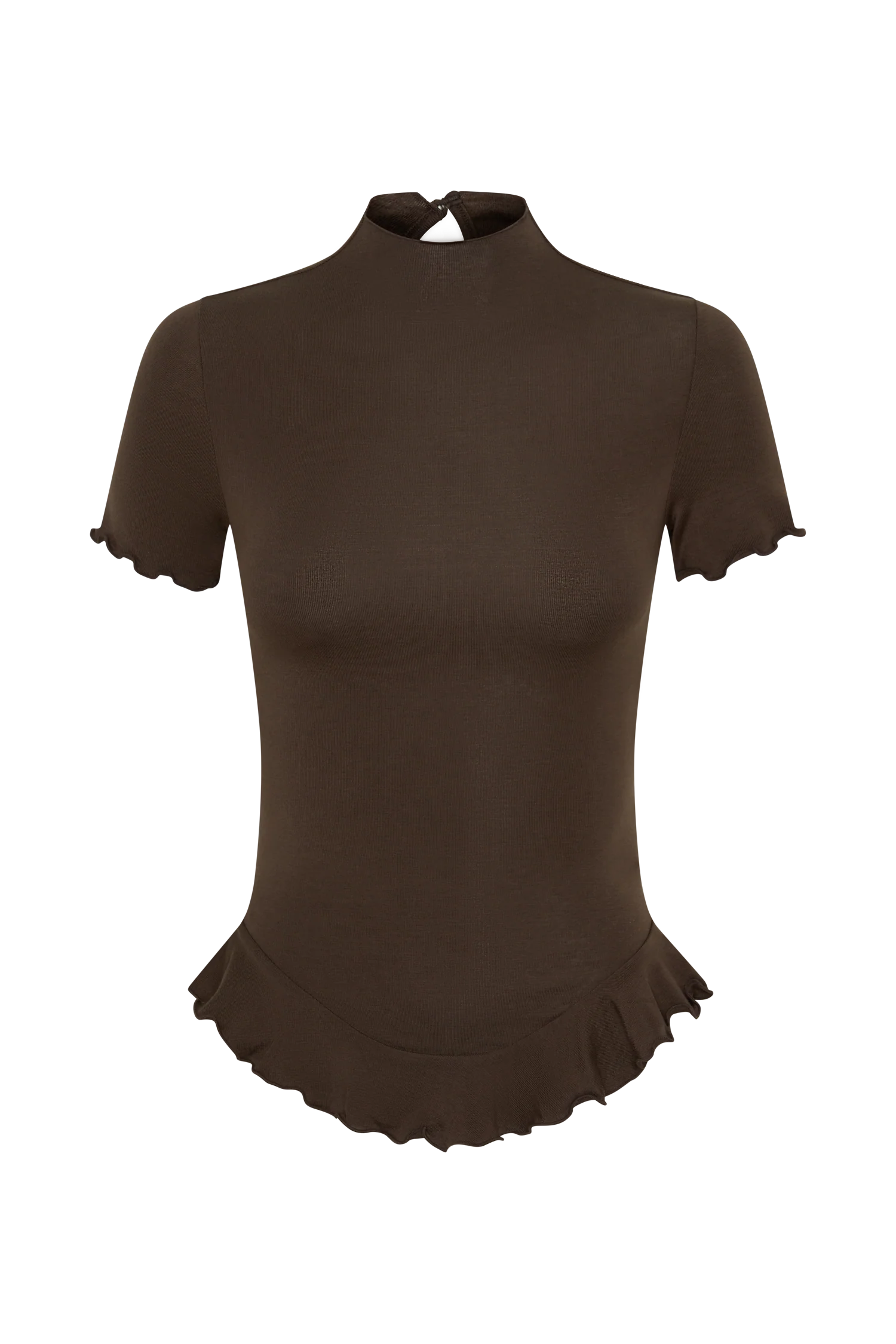 Nira Short Sleeve Ruffle Top - Dark Chocolate