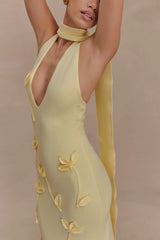 Wynn Floral Knit Midi Dress - Lemon