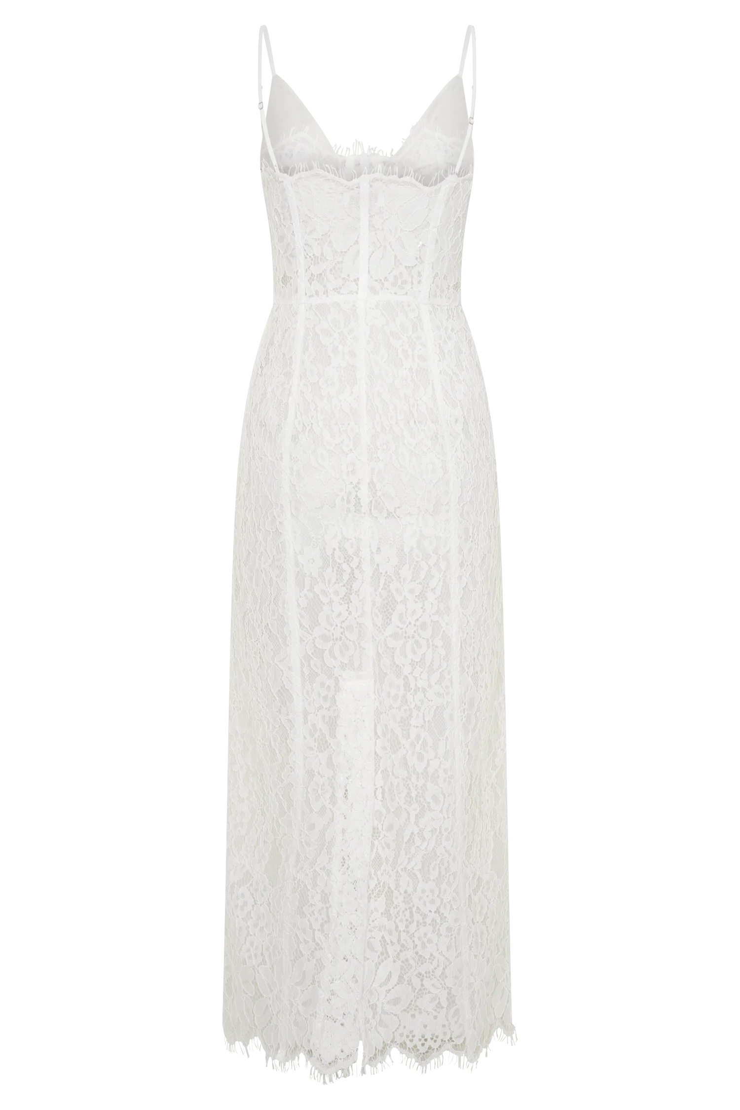 Ottilie Lace And Mesh Midi Dress - White